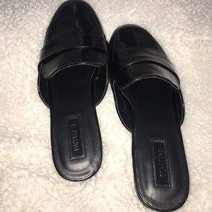 Black suede loafer slides. Brand new, Never worn